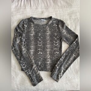 Zara Gray Snake Print Long Sleeve Top
